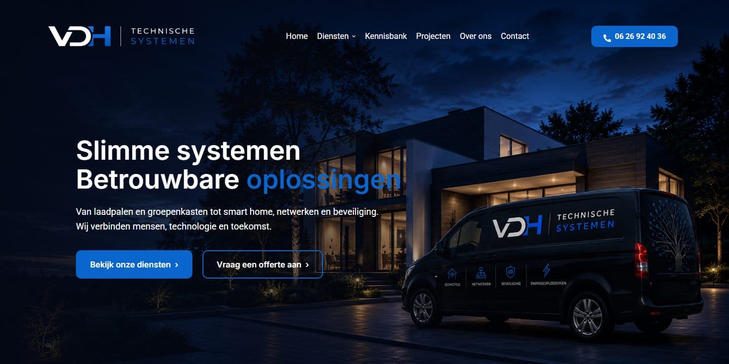 Homepage van vdhsystemen.nl — website van VDH Technische Systemen